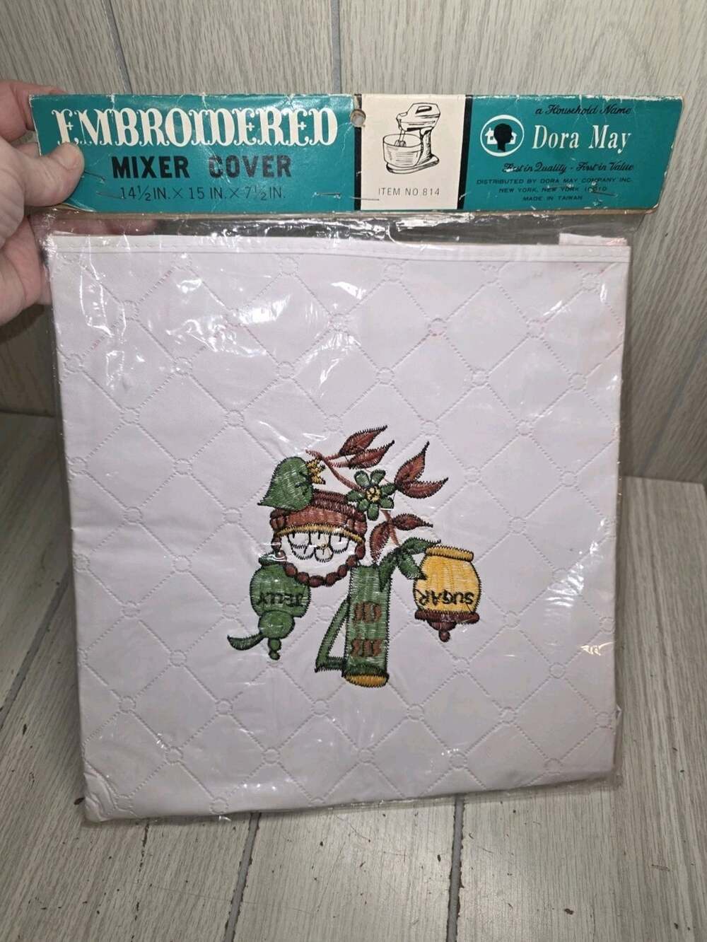 Vintage 1960s Dora May Floral Embroidered Mixer Cover Quilted Kitchen Retro